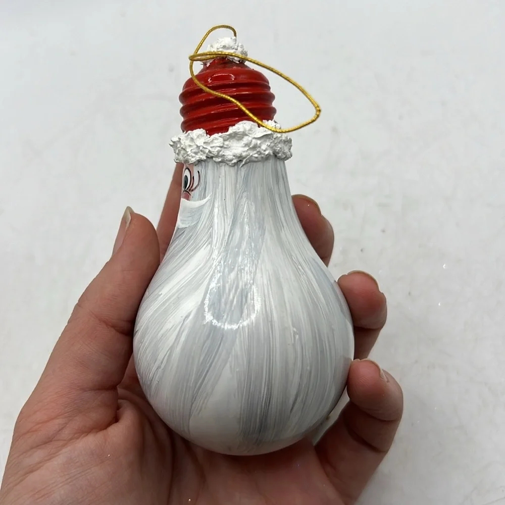 Vintage Handpainted Light Bulb Christmas Ornaments Santa Reindeer Collectible